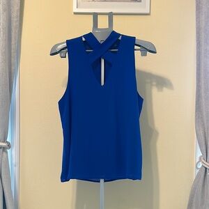 Naked Zebra Blue Cut Out Sleeveless Tank Top
